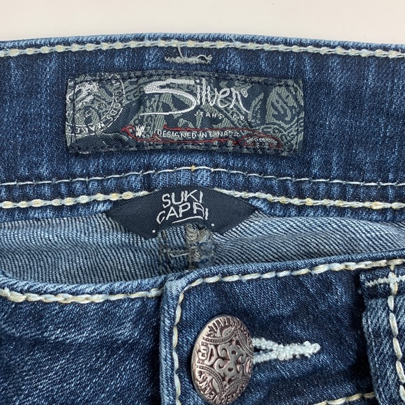 Silver Jeans Suki Capri Crop Size 28 Medium wash denim Stretch Designer - Picture 5 of 14